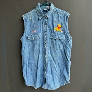 vintage Disney Winnie the Pooh sleeveless denim shirt
